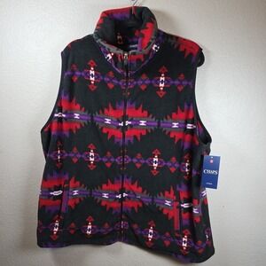 Chaps Denim Ralph Lauren Aztec Fleece Vest Women‎ 3X Southwestern Aztec Zip up